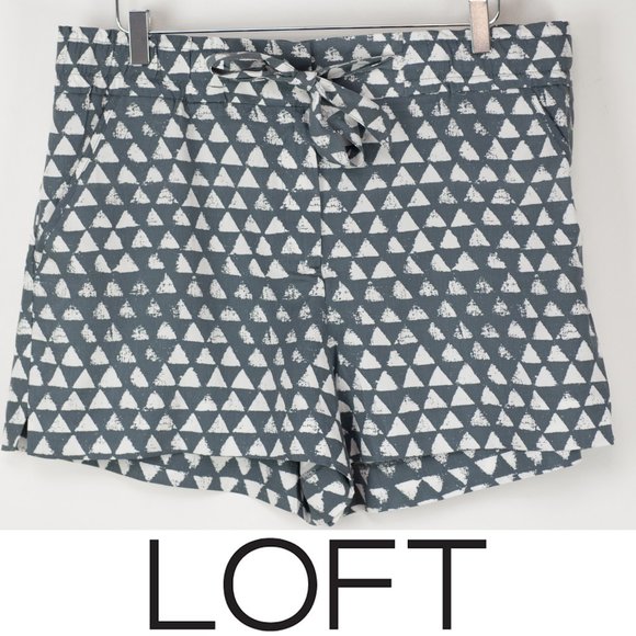 Loft Shorts Triangle Graphic Print Summer 4" Inseam Grey White Size 14 New - Picture 1 of 7